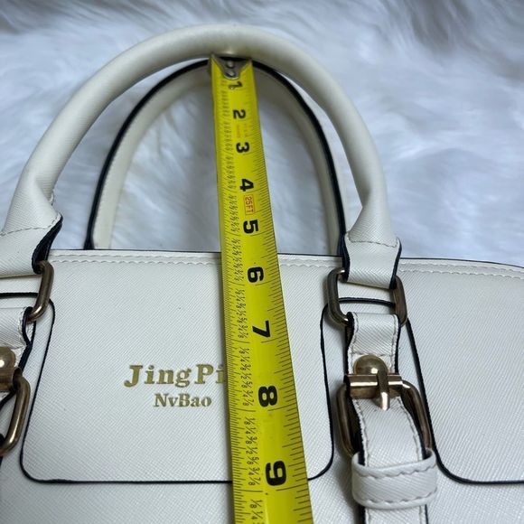 NWOT Jing Pin NvBao beige satchel with detachable shoulder strap make up bag - Picture 5 of 12